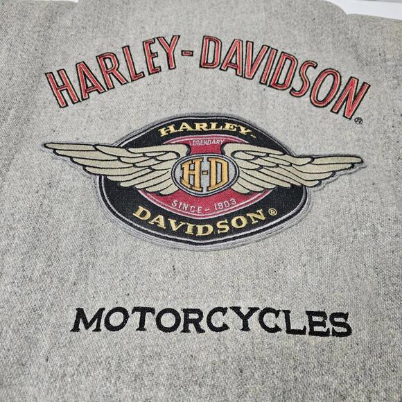 Harley Davidson Men Leather Jacket V Power Motorcycles Spell Out Logo Zip Coat L - Picture 4 of 15
